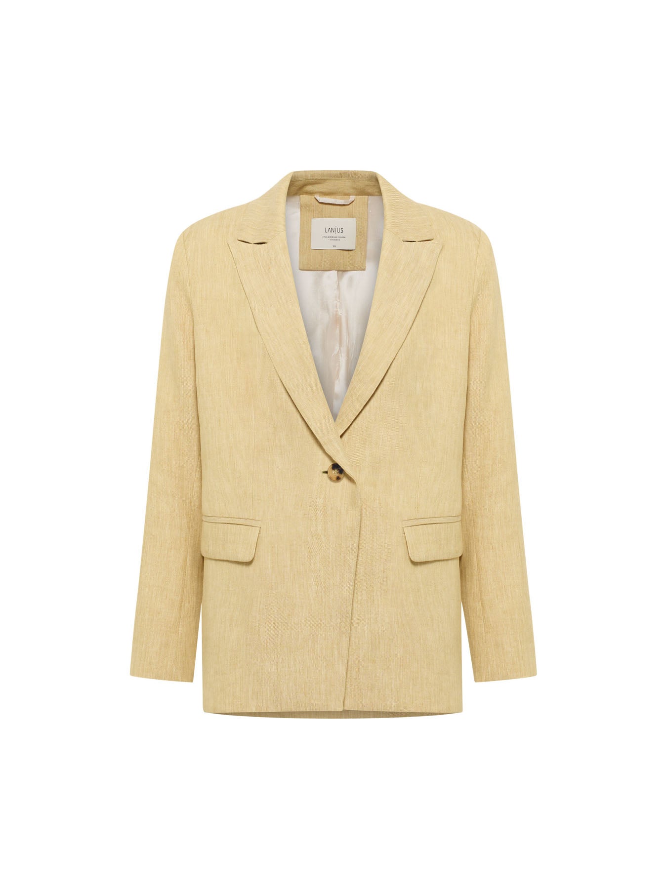 LANIUS sustainable linen and organic cotton blazer in khaki-creme.