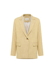 LANIUS sustainable linen and organic cotton blazer in khaki-creme.