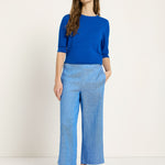 Linen & Organic Cotton Wide-Leg Culottes - Sky Blue by LANIUS — fair fashion in organic materials, front view