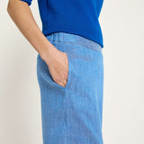 Linen & Organic Cotton Wide-Leg Culottes - Sky Blue by LANIUS — fair fashion in organic materials, view 3