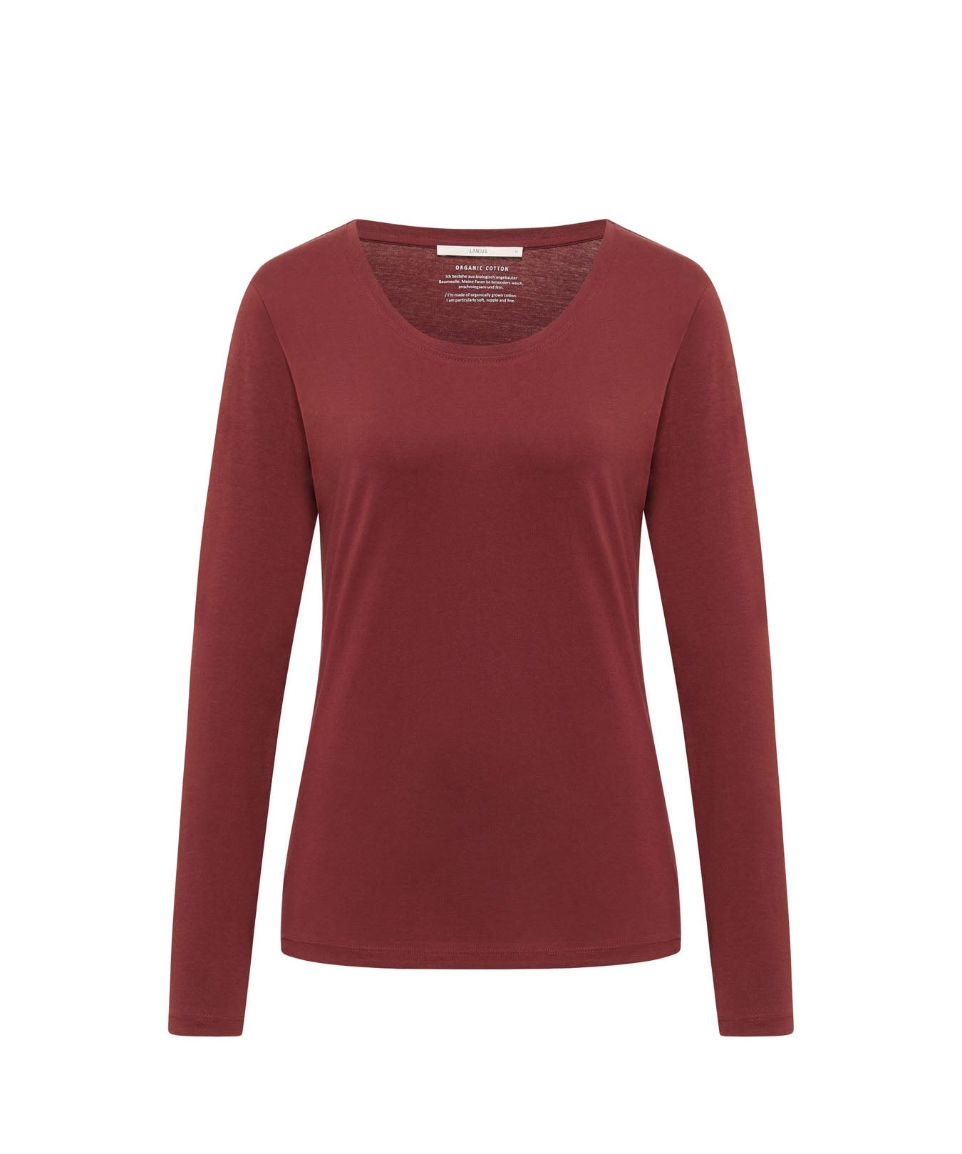 LANIUS mahogany long-sleeve organic cotton T-shirt, front view