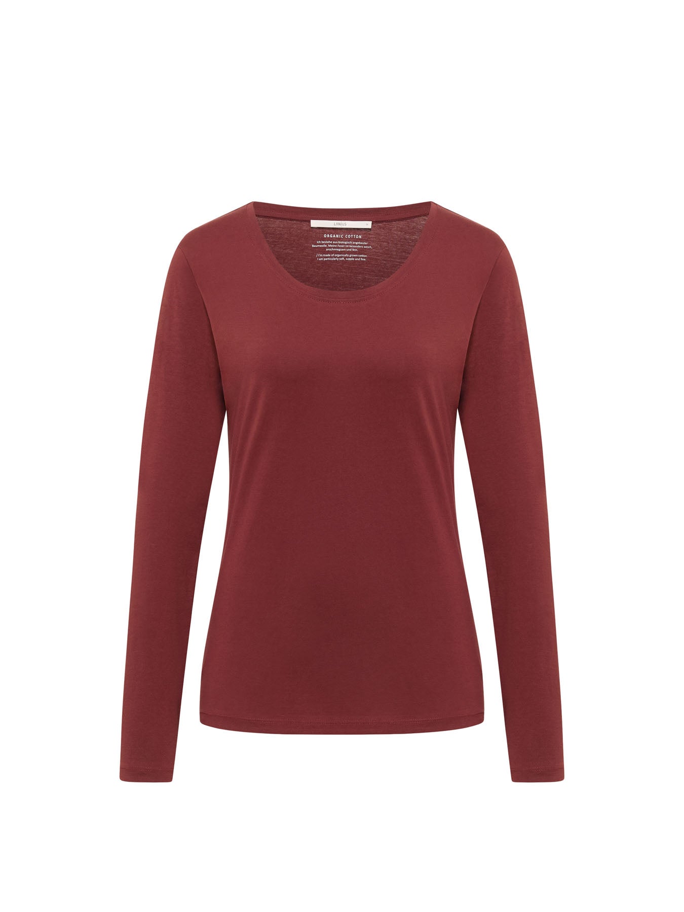 LANIUS mahogany long-sleeve organic cotton T-shirt, front view