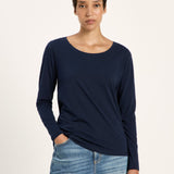 LANIUS midnight blue long-sleeve organic cotton T-shirt, second front view