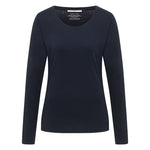 LANIUS midnight blue long-sleeve organic cotton T-shirt, front view