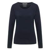 LANIUS midnight blue long-sleeve organic cotton T-shirt, front view