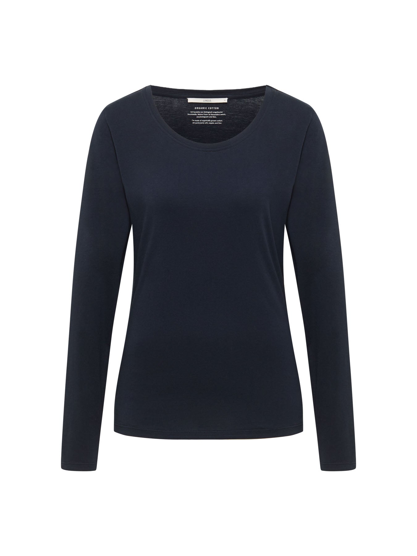 LANIUS midnight blue long-sleeve organic cotton T-shirt, front view