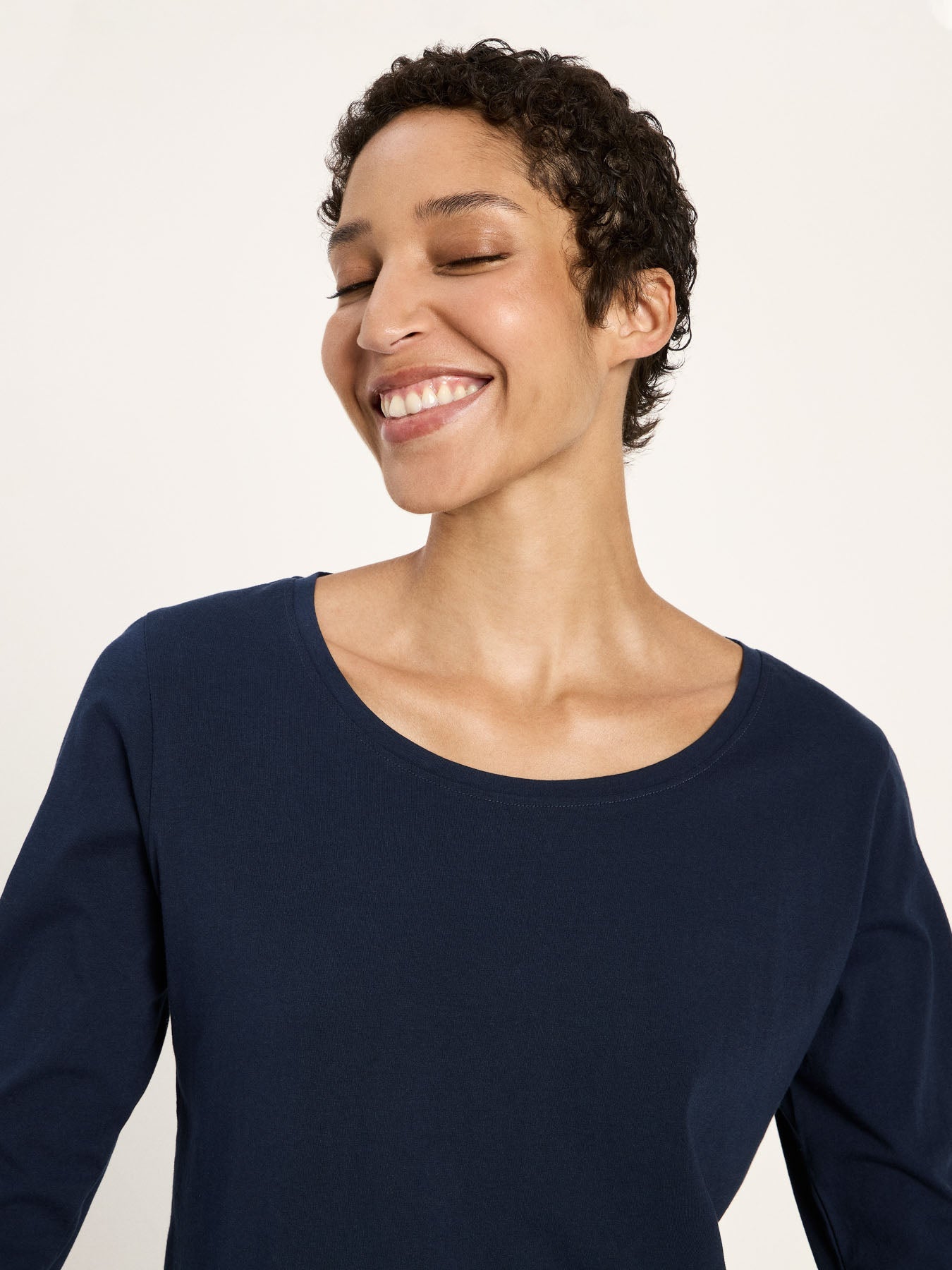 LANIUS midnight blue long-sleeve organic cotton T-shirt, photo 4