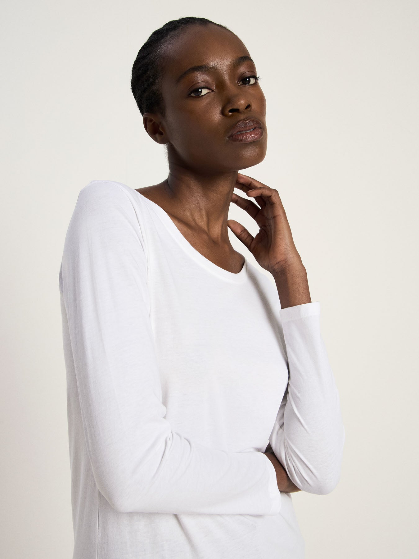 LANIUS white long-sleeve organic cotton T-shirt, photo 4