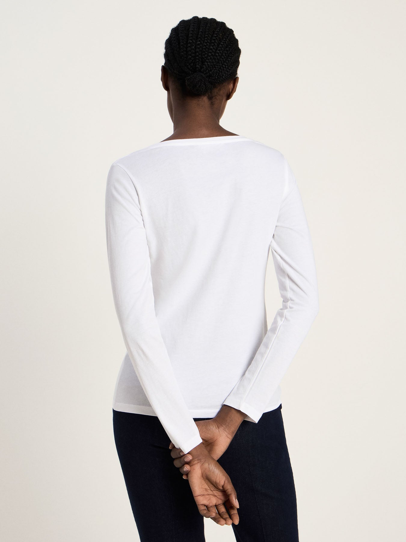 LANIUS white long-sleeve organic cotton T-shirt, photo 5