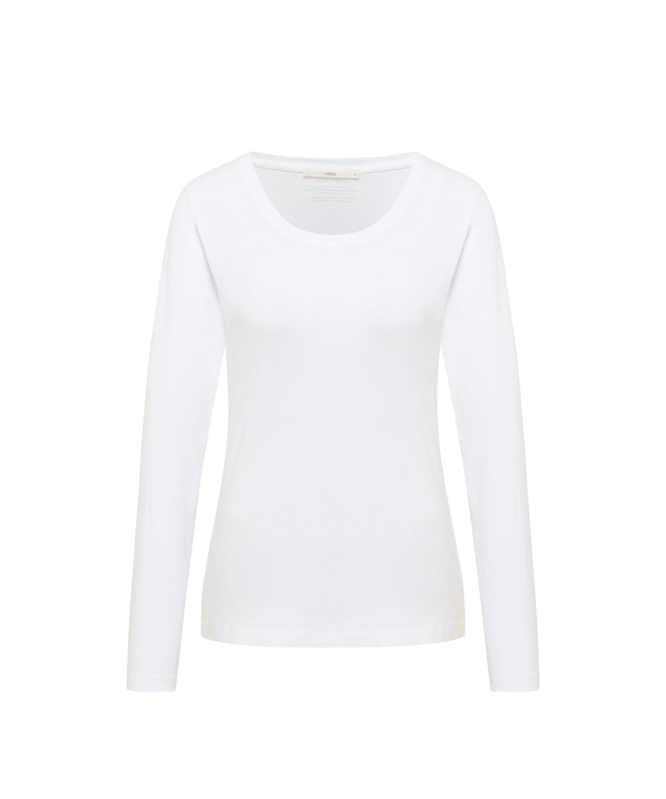 LANIUS white long-sleeve organic cotton T-shirt, front view