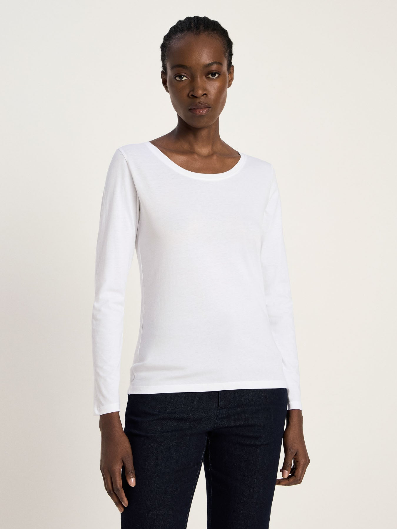 LANIUS white long-sleeve organic cotton T-shirt, photo 2