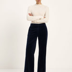 LANIUS midnight blue Marlene corduroy trousers, second front view