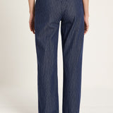 Marlene Pinstripe Trousers | Navy & White by LANIUS — fair fashion in organic materials, view 5