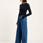 LANIUS Marlene pleated wide-leg jeans in mid-blue organic denim, photo 3