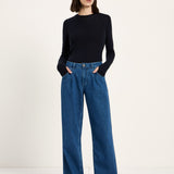 LANIUS Marlene pleated wide-leg jeans in mid-blue organic denim, photo 2