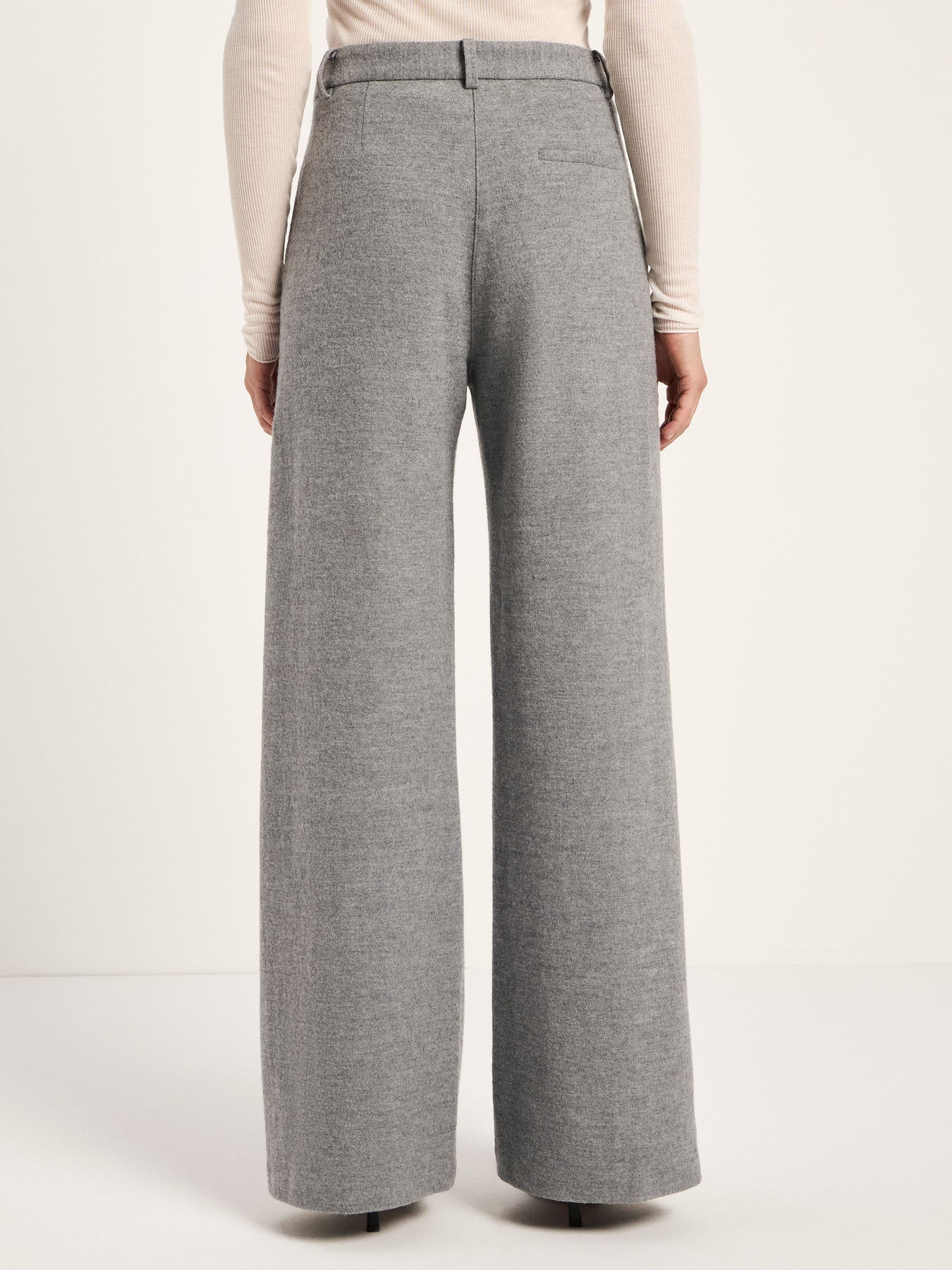 LANIUS Marlene flared trousers in grey melange wool flannel jersey, photo 5