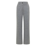 LANIUS Marlene flared trousers in grey melange wool flannel jersey, front view