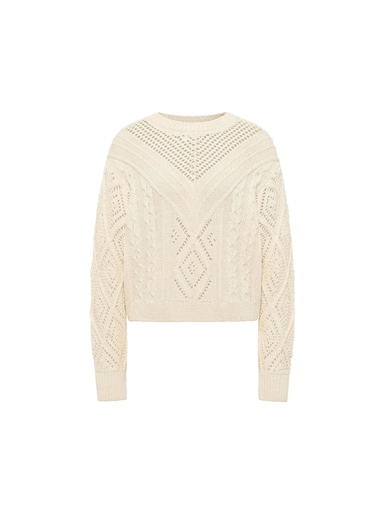 Open-Knit Organic Cotton Sweater in Ecru