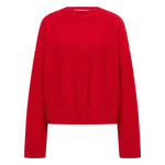 LANIUS oversized crew-neck jumper in red organic virgin wool and cotton, front view