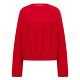 LANIUS oversized crew-neck jumper in red organic virgin wool and cotton, front view