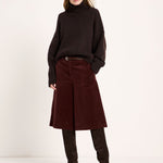 LANIUS oversized jumper in chocolate tweed with a ribbed high neck, another view