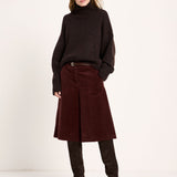 LANIUS oversized jumper in chocolate tweed with a ribbed high neck, another view