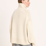 LANIUS oversized jumper in off-white organic virgin wool and cotton, back view