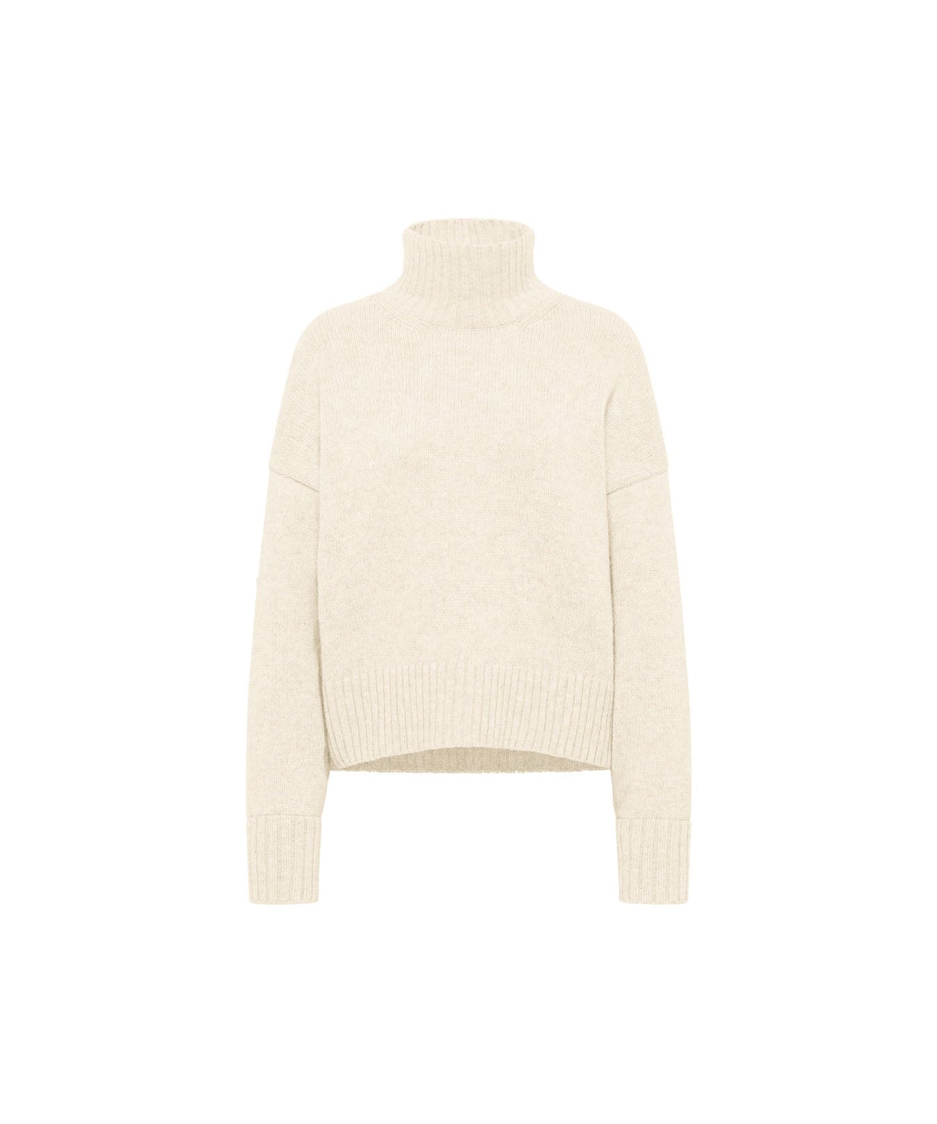 LANIUS oversized jumper in off-white organic virgin wool and cotton, front view