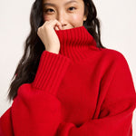 LANIUS oversized jumper in red with extra-long sleeves, another view
