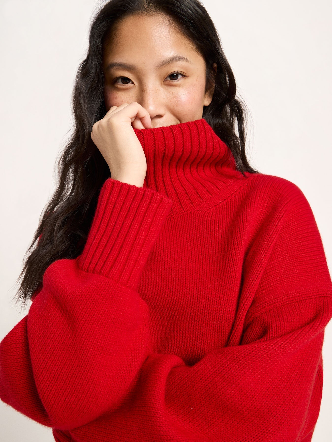 LANIUS oversized jumper in red with extra-long sleeves, another view