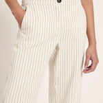 Pinstripe Marlene Trousers - Ecru & Black by LANIUS — fair fashion in organic materials, front view