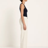 Pinstripe Marlene Trousers - Ecru & Black by LANIUS — fair fashion in organic materials, view 4