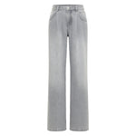 LANIUS Pleated Marlene Jeans – Light Grey Denim – front view