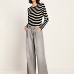 LANIUS Pleated Marlene Jeans – Light Grey Denim – view 3