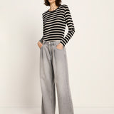 LANIUS Pleated Marlene Jeans – Light Grey Denim – view 3