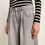 LANIUS Pleated Marlene Jeans – Light Grey Denim – view 4