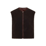 LANIUS reversible quilted jacket in chocolate with a boxy cut and zip, another view