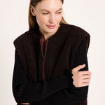 LANIUS reversible quilted jacket in chocolate with a boxy cut and zip, another view