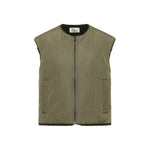 LANIUS reversible quilted jacket in turtle with a boxy cut and piped pockets, front view
