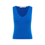 V-Neck Rib Knit Top - Lapis Blue by LANIUS — fair fashion in organic materials, view 2