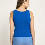 V-Neck Rib Knit Top - Lapis Blue by LANIUS — fair fashion in organic materials, view 4