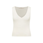 V-Neck Rib Knit Top - Off-White by LANIUS — fair fashion in organic materials, view 2