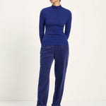 LANIUS roll-neck jumper in violet fine-rib organic cotton, another view