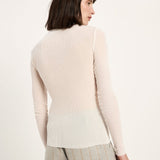 LANIUS roll-neck top in cream TENCEL Lyocell, back view