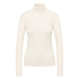 LANIUS roll-neck top in cream TENCEL Lyocell, front view