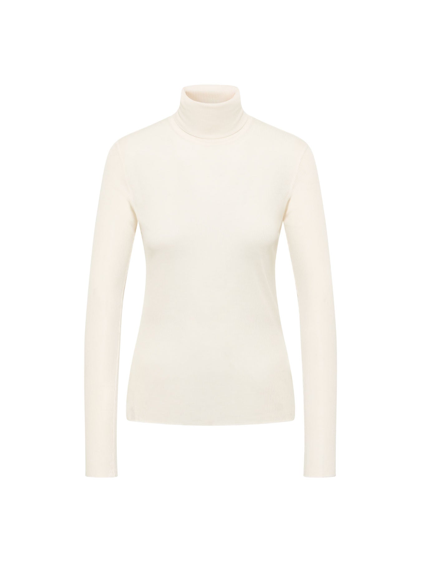 LANIUS roll-neck top in cream TENCEL Lyocell, front view