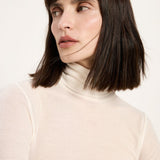 LANIUS roll-neck top in cream TENCEL Lyocell, another view