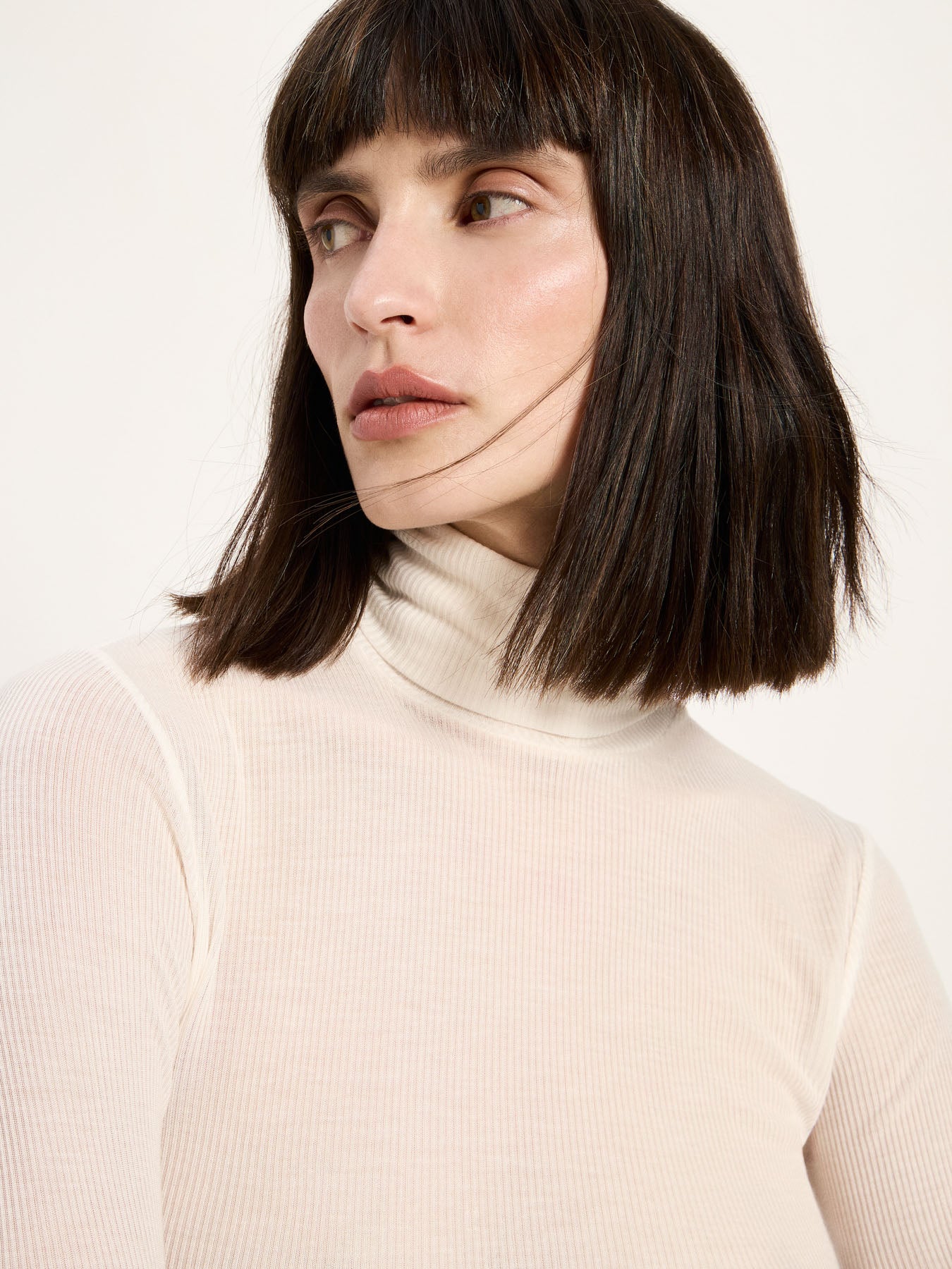 LANIUS roll-neck top in cream TENCEL Lyocell, another view