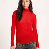 LANIUS roll-neck top in red TENCEL Lyocell, front view