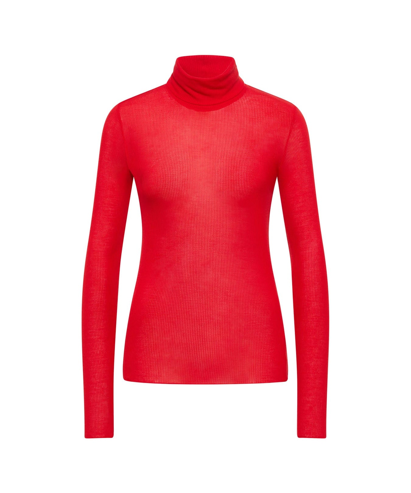 LANIUS roll-neck top in red TENCEL Lyocell, front view